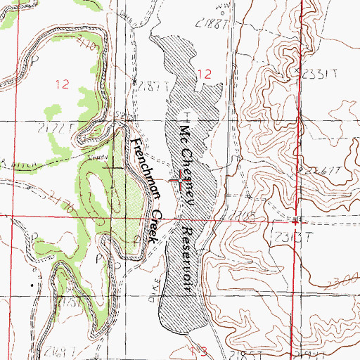 Topographic Map of McChesney Reservoir, MT