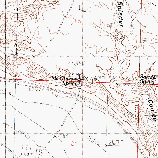 Topographic Map of McChesney Springs, MT
