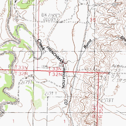 Topographic Map of Burnt Shed Coulee, MT