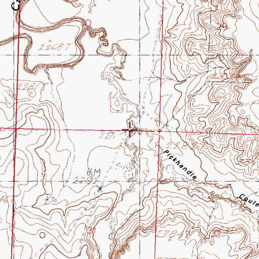 Topographic Map of Pickhandle Coulee, MT