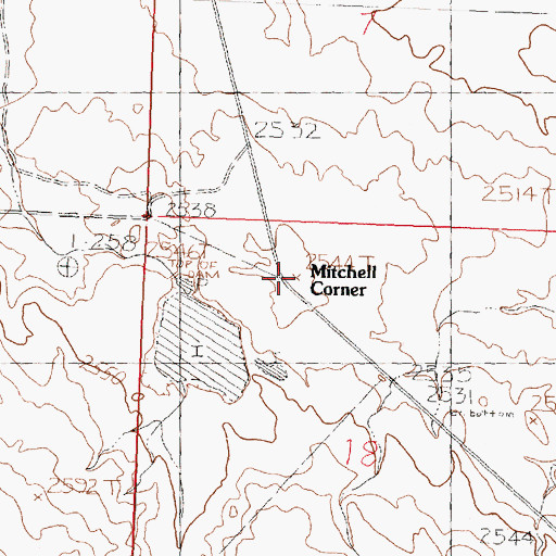 Topographic Map of Mitchell Corner, MT