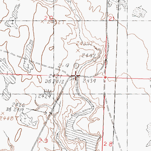 Topographic Map of Button Butte Coulee, MT