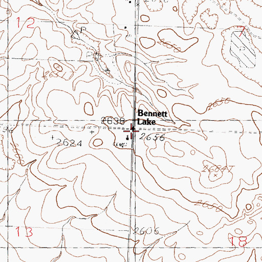 Topographic Map of Bennett Lake, MT