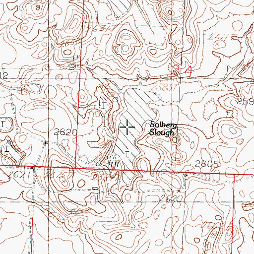 Topographic Map of Solberg Slough, MT