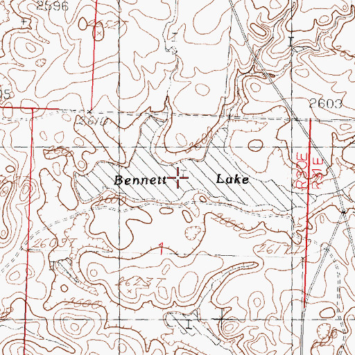 Topographic Map of Bennett Lake, MT