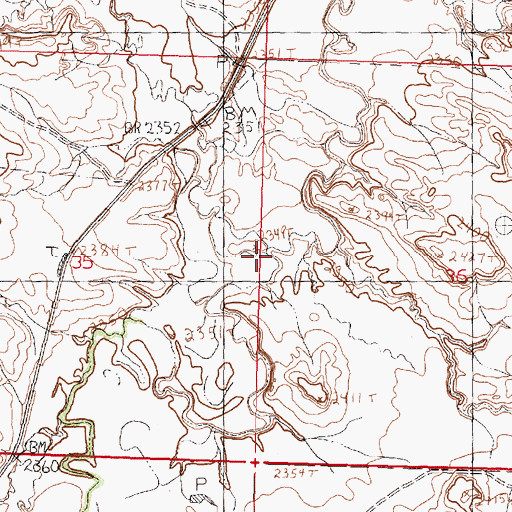 Topographic Map of Box Elder Coulee, MT