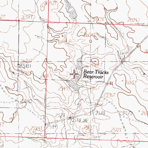Topographic Map of Bear Tracks Reservoir, MT