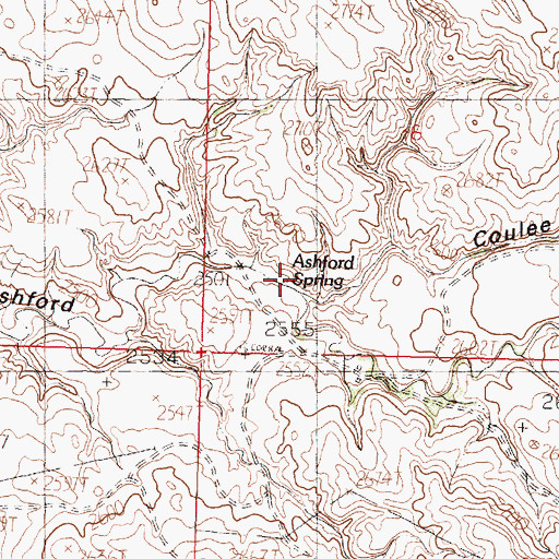 Topographic Map of Ashford Spring, MT