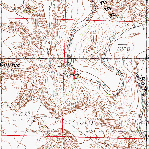 Topographic Map of Bog Coulee, MT