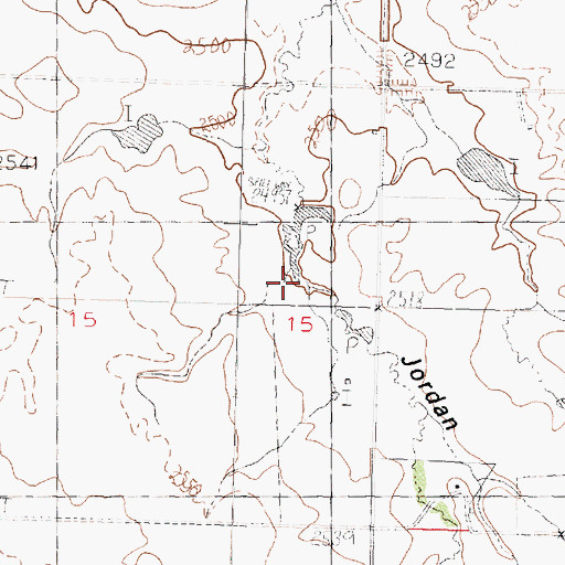 Topographic Map of Jordan Coulee, MT