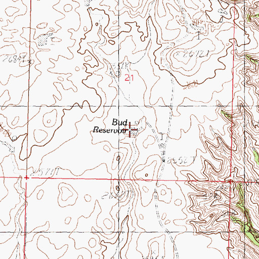 Topographic Map of Bud Reservoir, MT