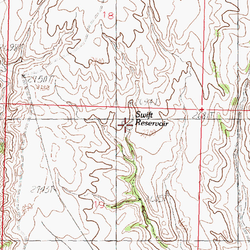 Topographic Map of Swift Reservoir, MT