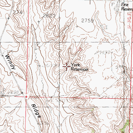 Topographic Map of York Reservoir, MT