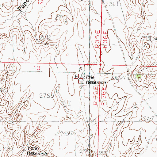 Topographic Map of Erie Reservoir, MT