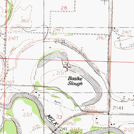 Topographic Map of Baalke Slough, MT