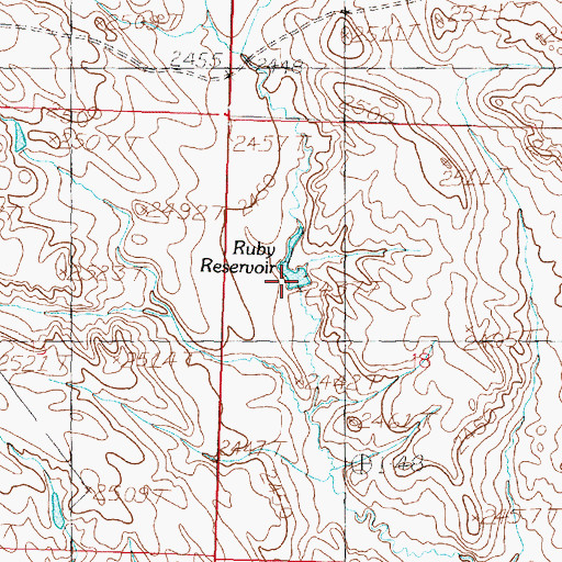 Topographic Map of Ruby Reservoir, MT