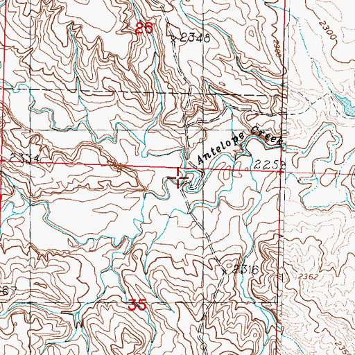 Topographic Map of North Fork Antelope Creek, MT