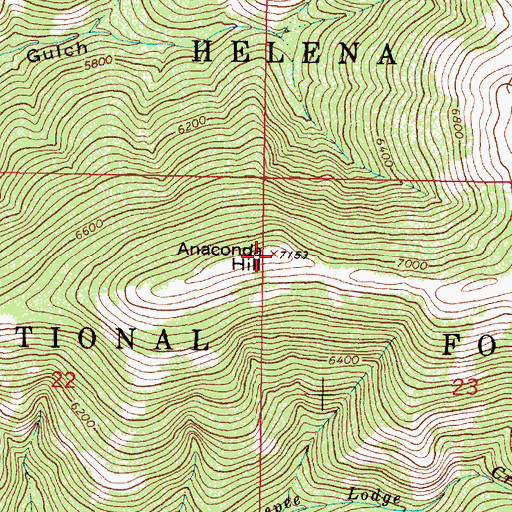 Topographic Map of Anaconda Hill, MT