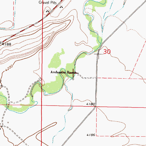 Topographic Map of Anderson Ranch, MT