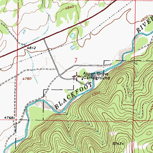 Topographic Map of Aspen Grove Campground, MT