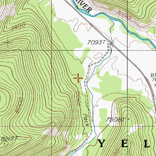 Topographic Map of Bacon Rind Creek Road Camp, MT