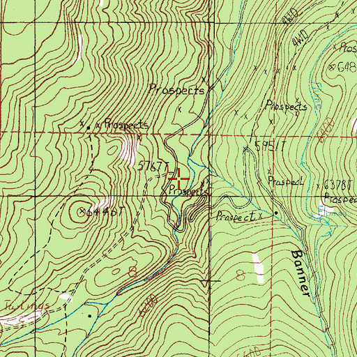 Topographic Map of Banner Creek, MT