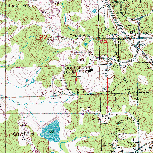 Topographic Map of Big Creek Site 14 Dam, AR