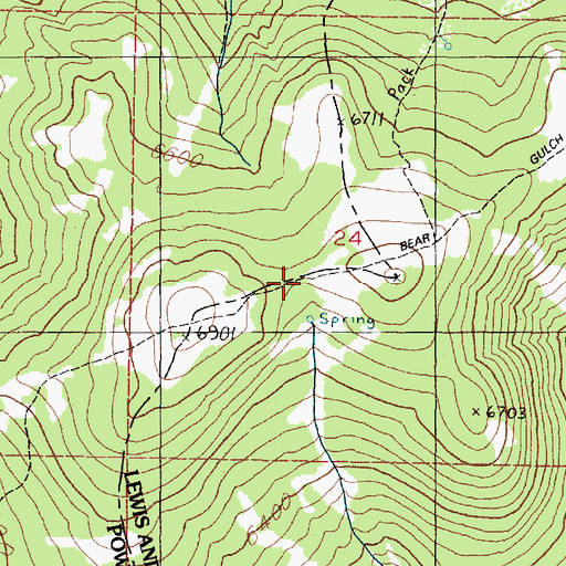 Topographic Map of Bear Gulch Trail, MT