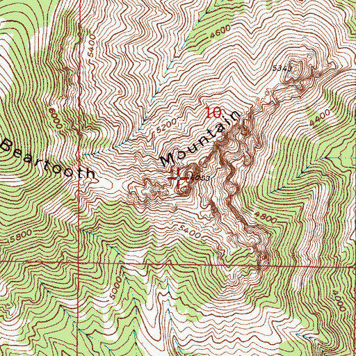 Topographic Map of Beartooth Mountain, MT