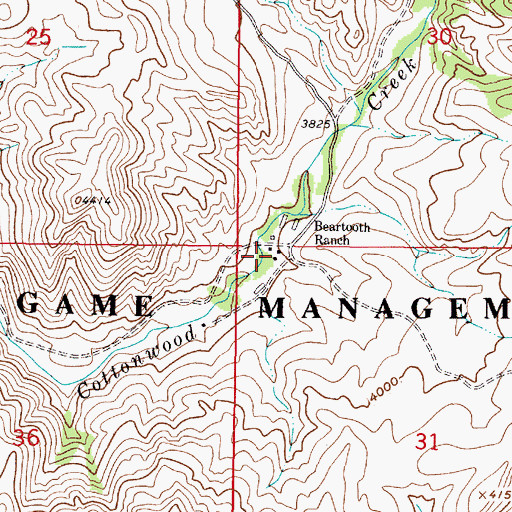 Topographic Map of Beartooth Ranch, MT