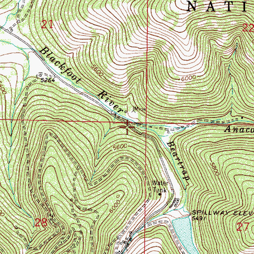 Topographic Map of Beartrap Creek, MT