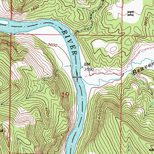 Topographic Map of Beaver Creek, MT