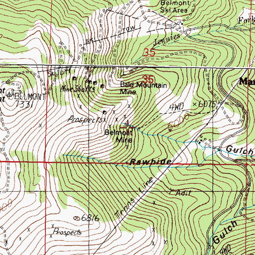 Topographic Map of Belmont Mine, MT