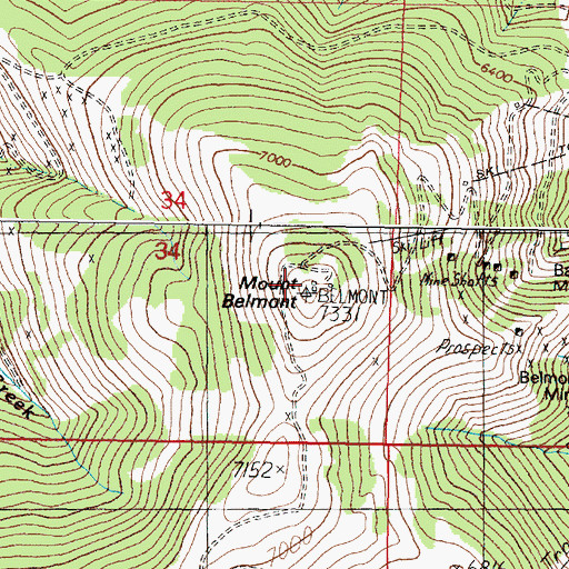 Topographic Map of Mount Belmont, MT