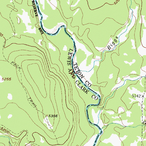 Topographic Map of Biggs Creek, MT