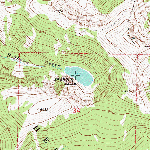 Topographic Map of Bighorn Lake, MT