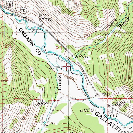 Topographic Map of Black Butte Creek, MT