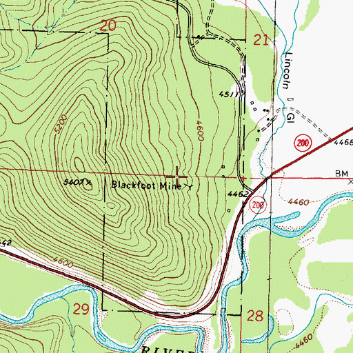 Topographic Map of Blackfoot Mine, MT