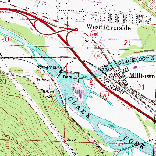 Topographic Map of Blackfoot River, MT