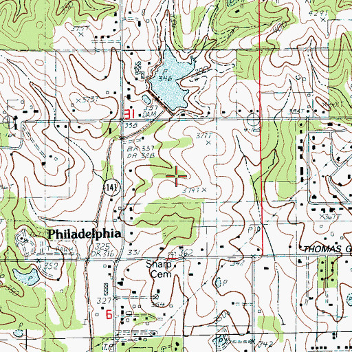 Topographic Map of Big Creek Site 20 Dam, AR