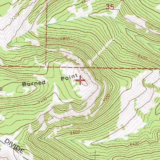 Topographic Map of Burned Point, MT
