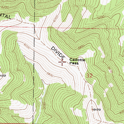 Topographic Map of Cadotte Pass, MT