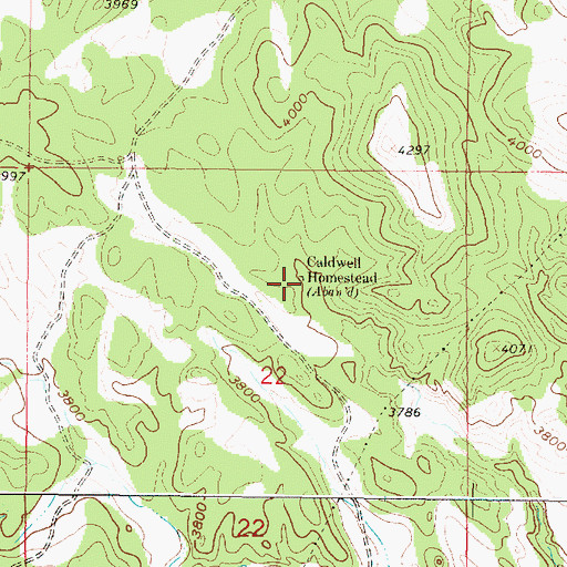 Topographic Map of Caldwell Homestead, MT