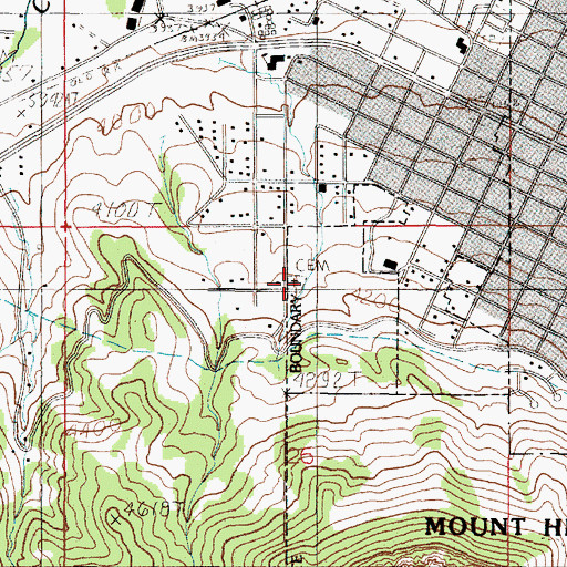 Topographic Map of Calvary Cemetery, MT