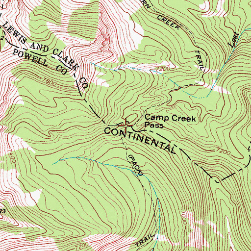Topographic Map of Camp Creek Pass, MT