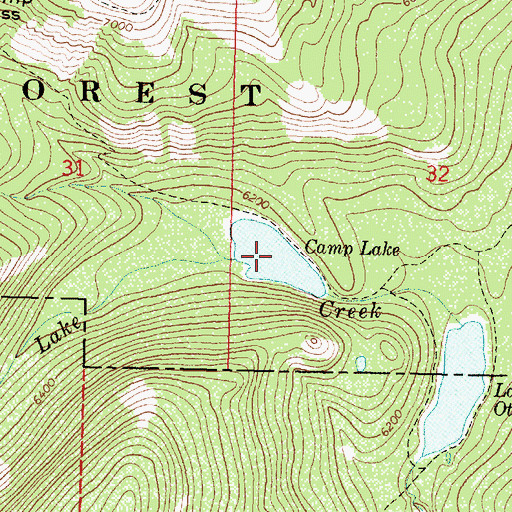 Topographic Map of Camp Lake, MT