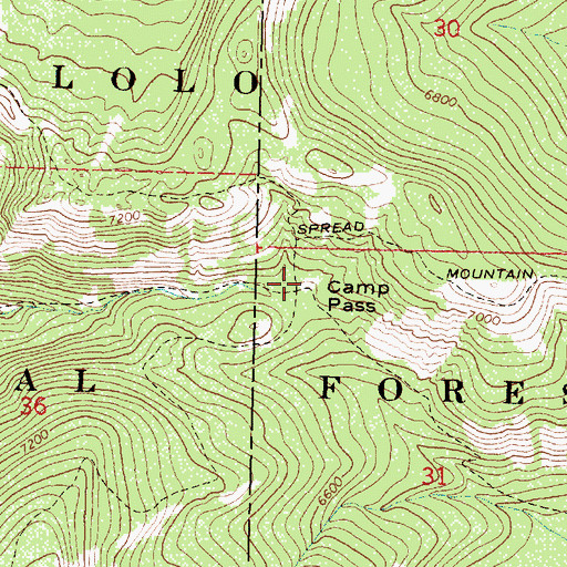 Topographic Map of Camp Pass, MT