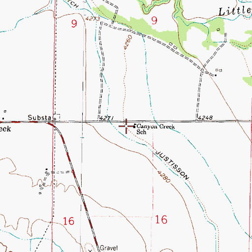 Topographic Map of Canyon Creek School, MT