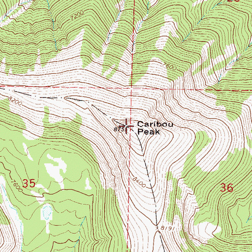 Topographic Map of Caribou Peak, MT