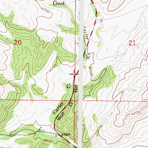 Topographic Map of Carter Creek, MT